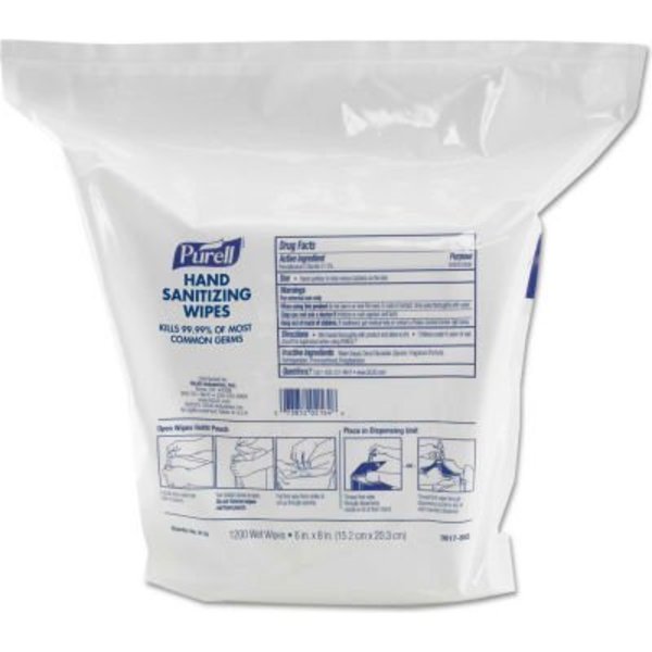 Gojo Purell Hand Sanitizing Wipes 1200 Wipes/Pouch - 2 Pouches/Carton - 9118-02 9118-02